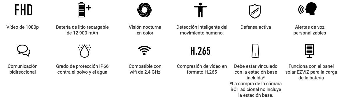 Cámara 2MP BC1 Con Wifi y Batería CS-BC1-A0-2C2WPBL Ezviz